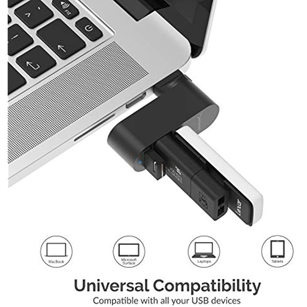 Sabrent Premium 4 Port Aluminum Mini USB 2.0 Hub [90&deg;/180&deg; Degree Rotatable] (HB-UMMC)