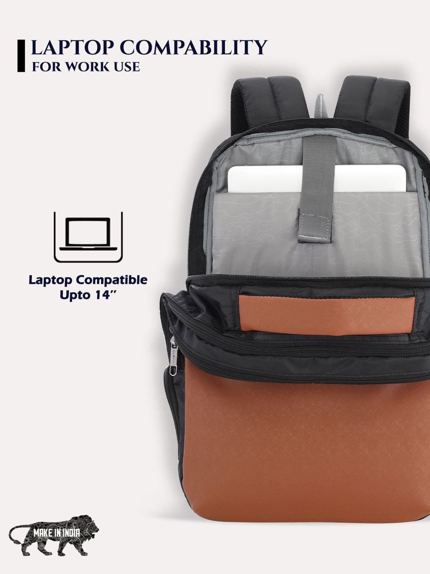 Lavie Sport Prodigy 22L Laptop Unisex Backpack For Men & Women Backpack for Girls & Boys (Tan)