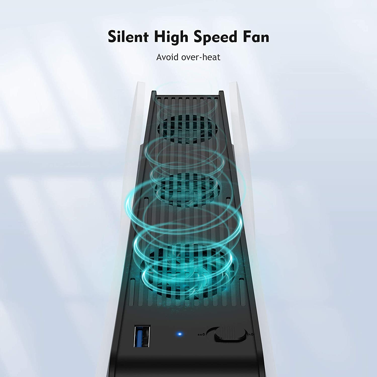 ROME CARE Console Cooling 3 Cooler Fans For Sony Playstation 5, Host Accessories Super Cooling Fan For PS5 Gaming Console USB Ports, Gamer Dust Plug Cover Kit, Ultra HD Game Console Accessories Heat S