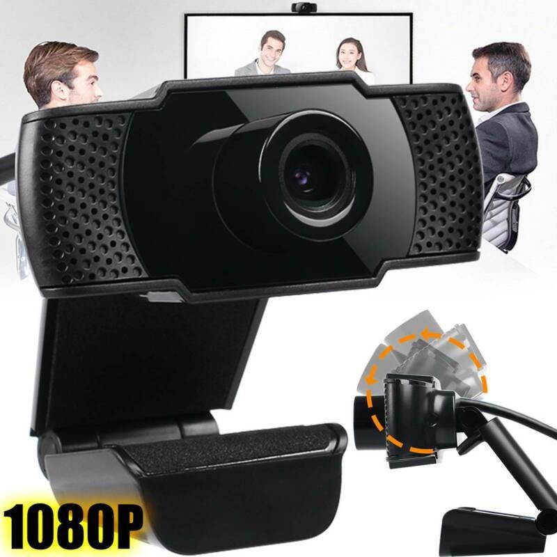 HD 1080P Webcam Desktop Laptop Computer PC Camera Built in Microphone Clip-On for Video Calling Video Conferencing Autofocus Dual Mic USB 2.0 Web Cam
