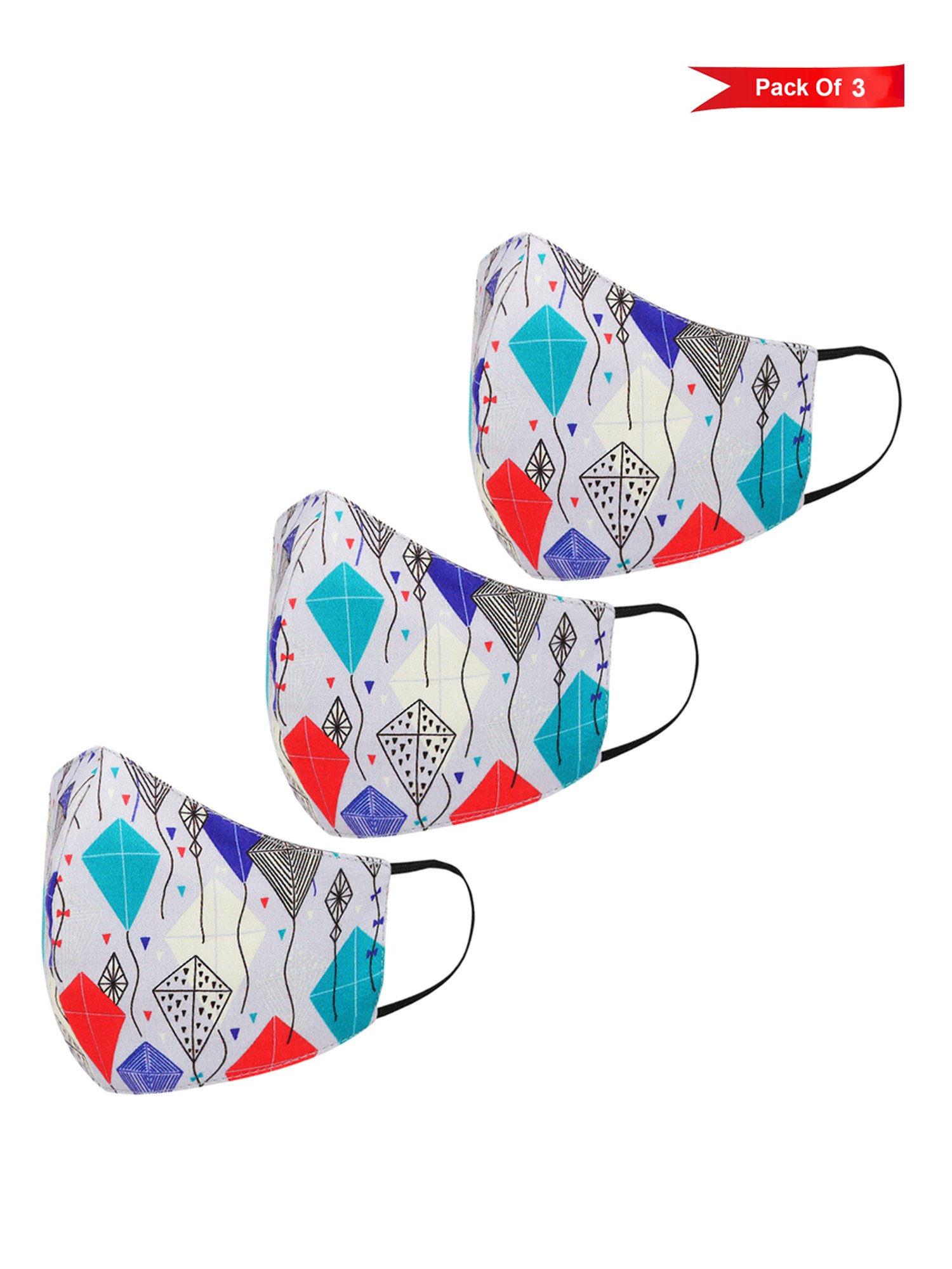 Tossido 8 - 14 Yrs. KIDS 3 Layered Reusable Face Masks - Pack of 3