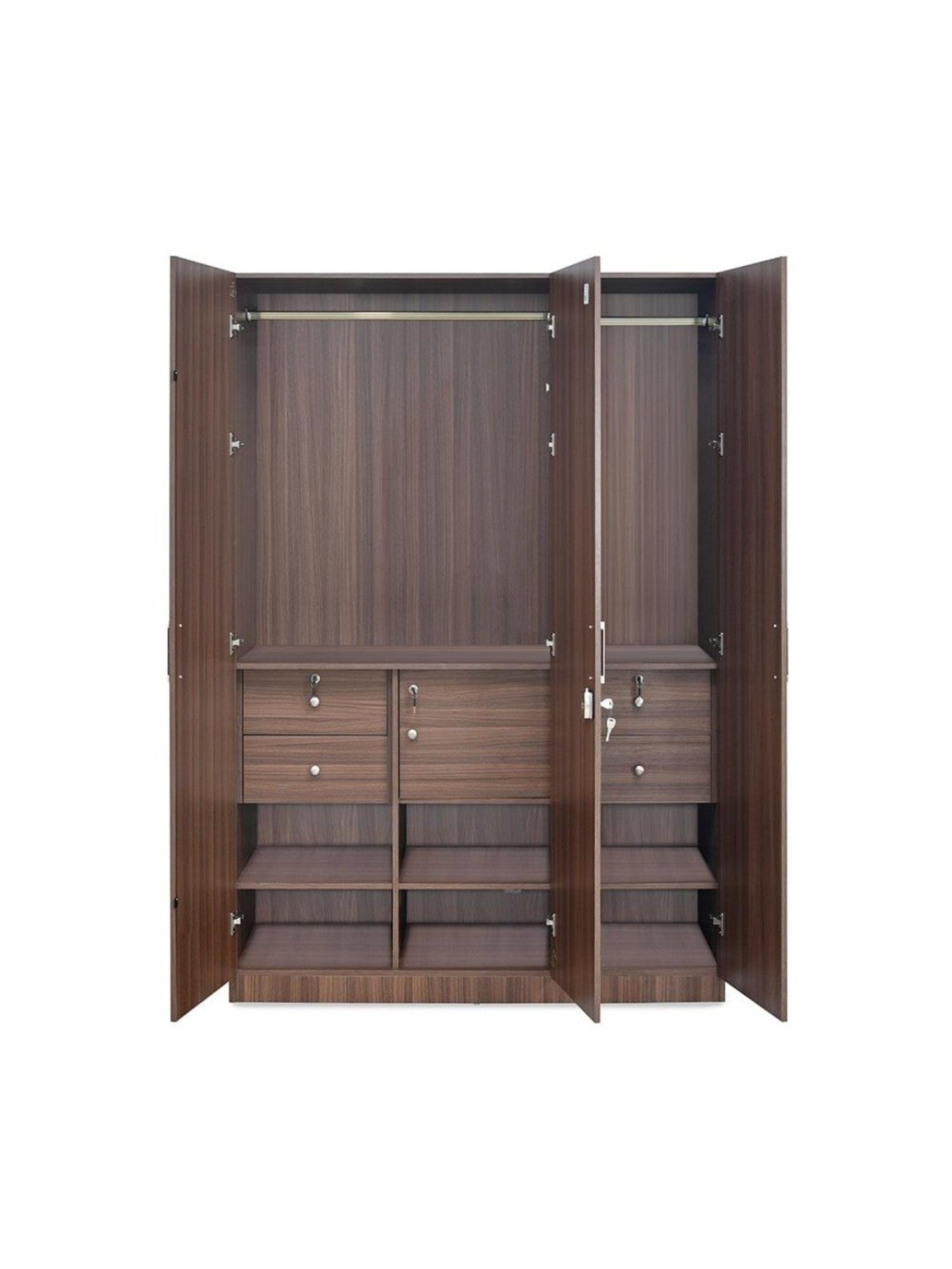 Nilkamal Max Classic Walnut Engineered Wood 3 Door Wardrobe