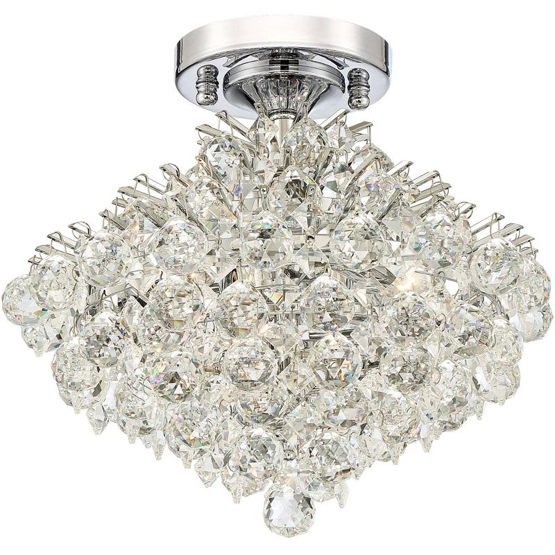 Vienna Full Spectrum Essa 12" Wide Chrome and Crystal 3-Light Ceiling Light