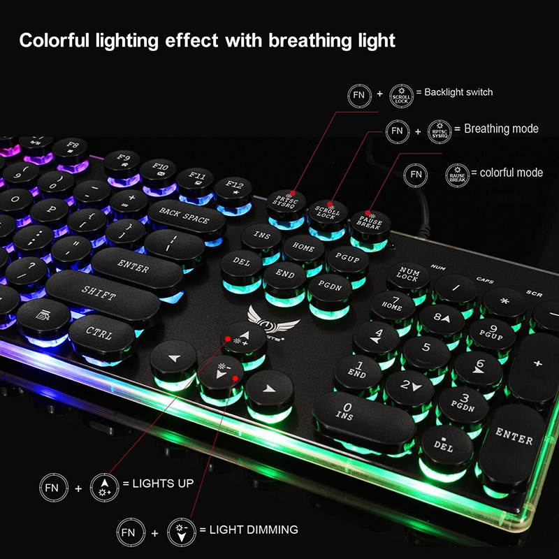 Gaming Keyboard LED Backlit Keyboard with 104 Key Computer PC Gaming Keyboard for PC/Laptop