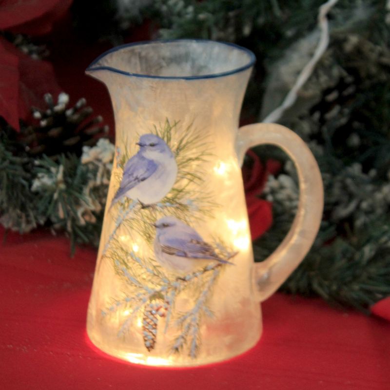 Stony Creek 7.0" Winter Bluebird Pitcher Pre-Lit Electric Lights  -  Novelty Sculpture Lights