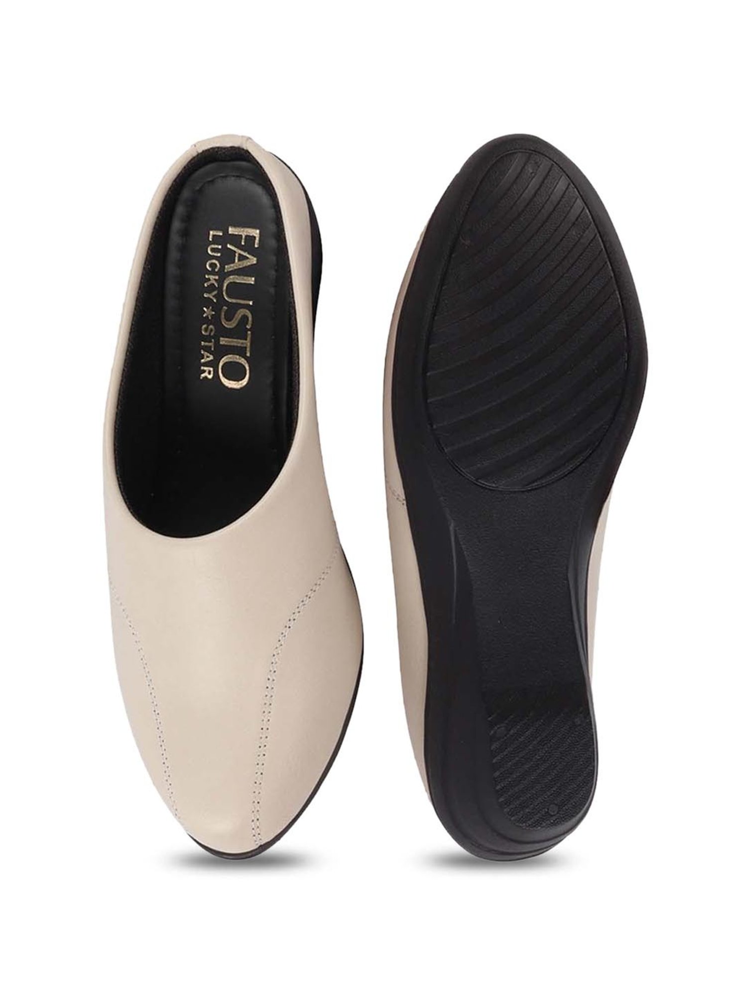 Fausto Women's Beige Mule Wedges