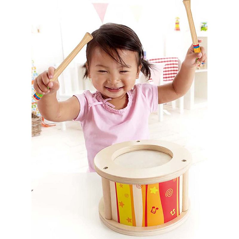 Hape Little Drummer Kid's Wooden Play Beat Drum Instrument Music Set with Playing Sticks for Toddlers Ages 3 and Up
