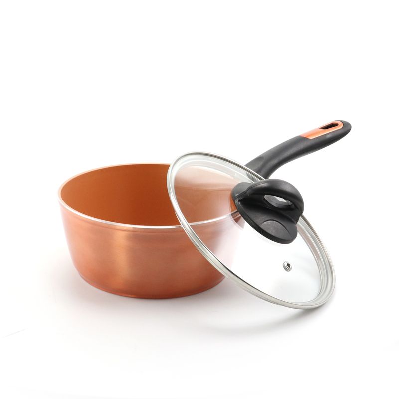 Gibson Home Hummington 1.7 Quart Titanium Sauce Pan with Lid in Copper