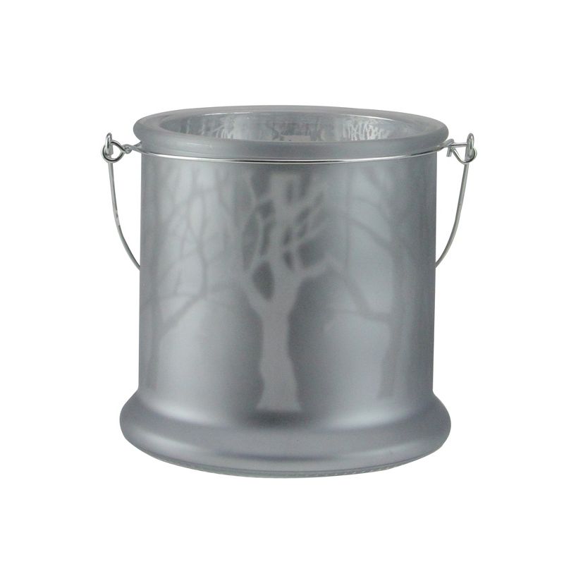 Kaemingk 9" Winter Light Frosted Silver Glass Candle Lantern Christmas Decoration