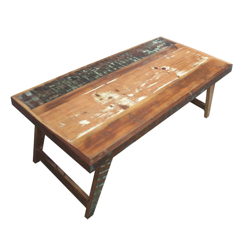 Rectangular Handcrafted Wooden Coffee Table with Slanted Tapered Legs Brown - The Urban Port