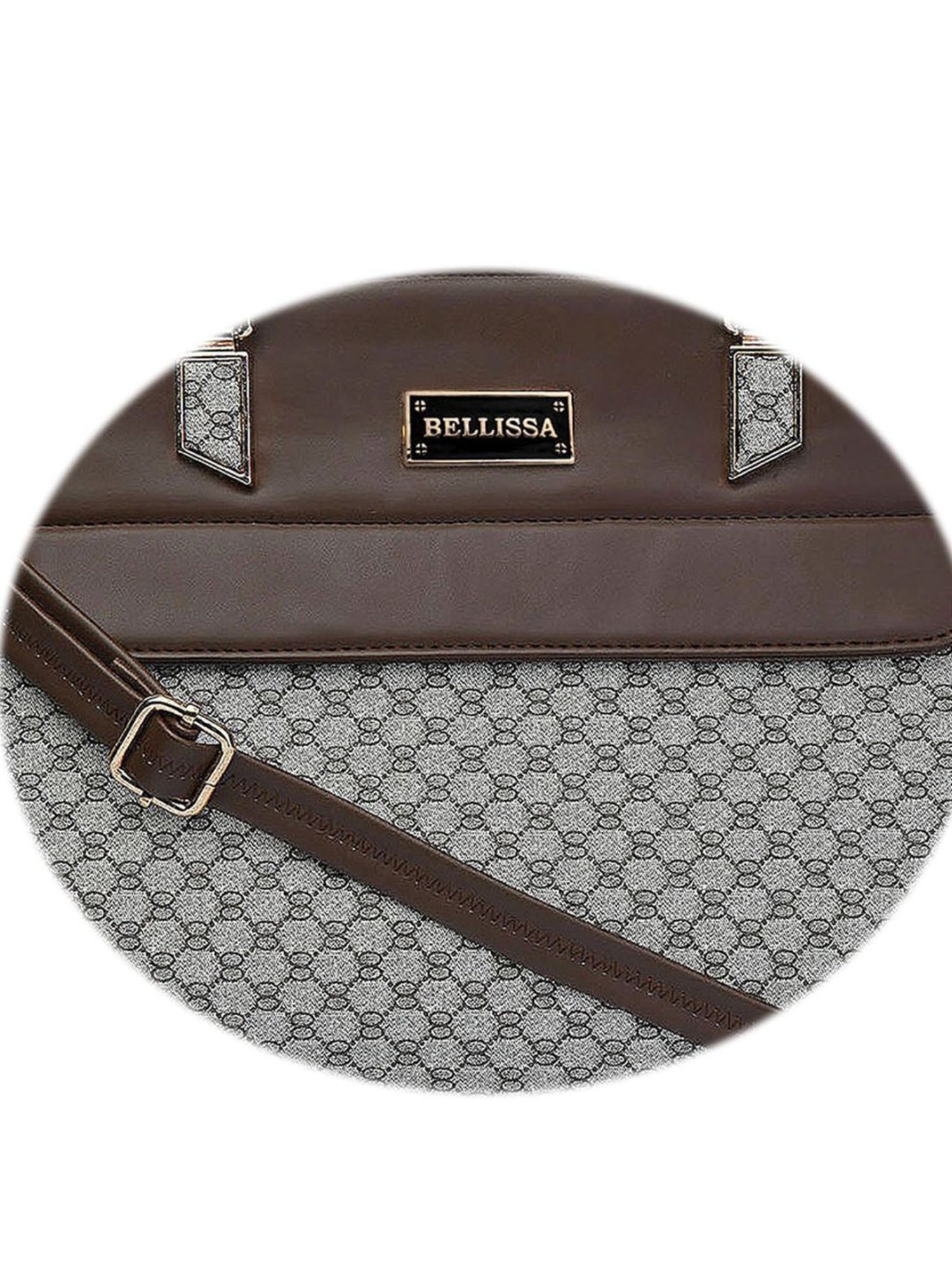 Bellissa Grey & Brown Printed Medium Shoulder Handbag