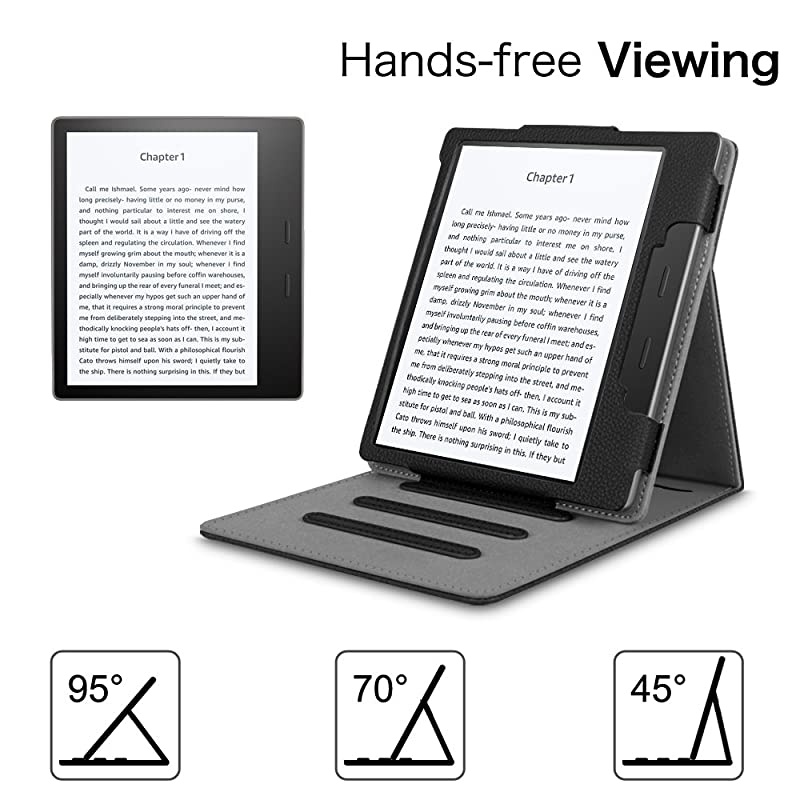 Flip Case for Kindle Oasis 10th and 9th Gen 2019 2017 Release Multi Angle Hands Free Viewing Stand Cover Auto Wake Sleep Function for 2017 Version Only Not for 2019 Version Black