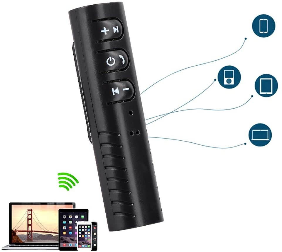 Sugoyi 3.5mm Male?to?Male Audio Connector Bluetooth Audio Receiver Speaker, Bluetooth Audio Receiver, High Reliability Bluetooth Adapter, Compatible with Bluetooth(Black)