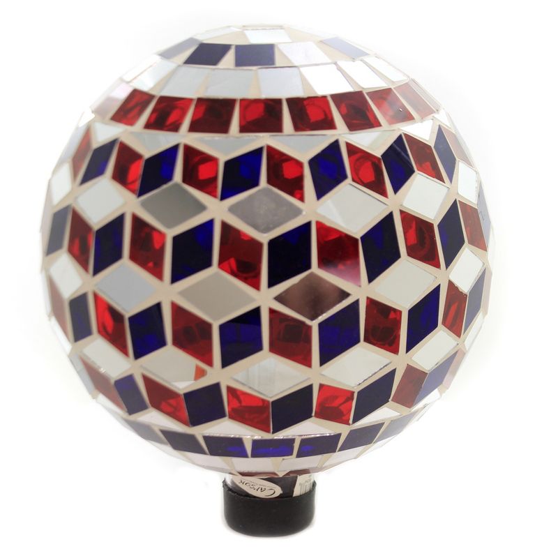 Home & Garden 11.5" Rwb  America Gazing Ball Patriotic Landscape Decor Carson Home Accents  -  Outdoor Sculptures And Statues