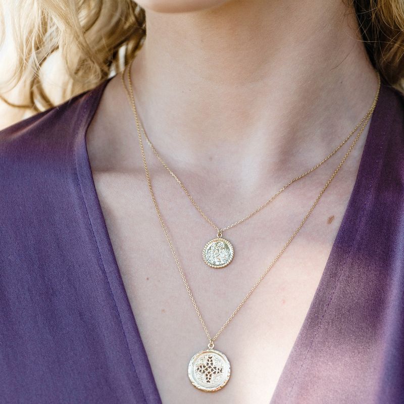 Sanctuary Project Saint Christopher Medallion Coin Necklace Gold
