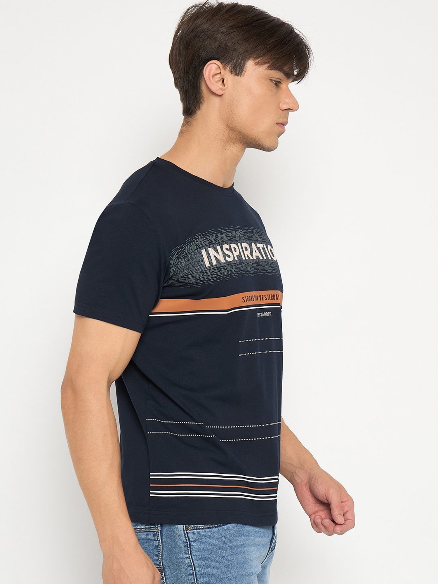 Duke Navy Slim Fit Printed T-Shirt