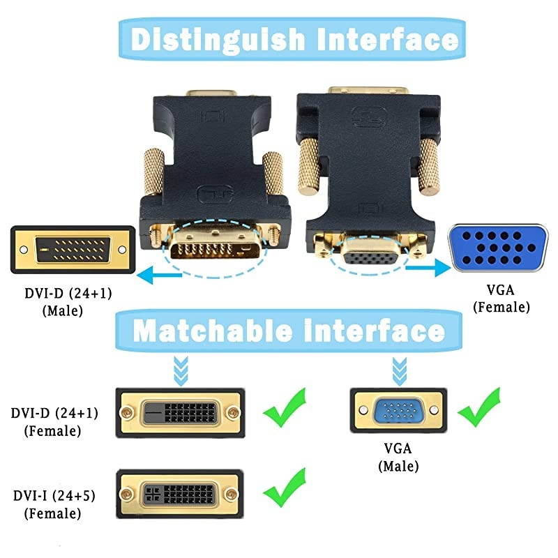 DVI to VGA Adapter Active DVI-D 24+1 to VGA Link Video Cable Converter for PC DVD Monitor HDTV