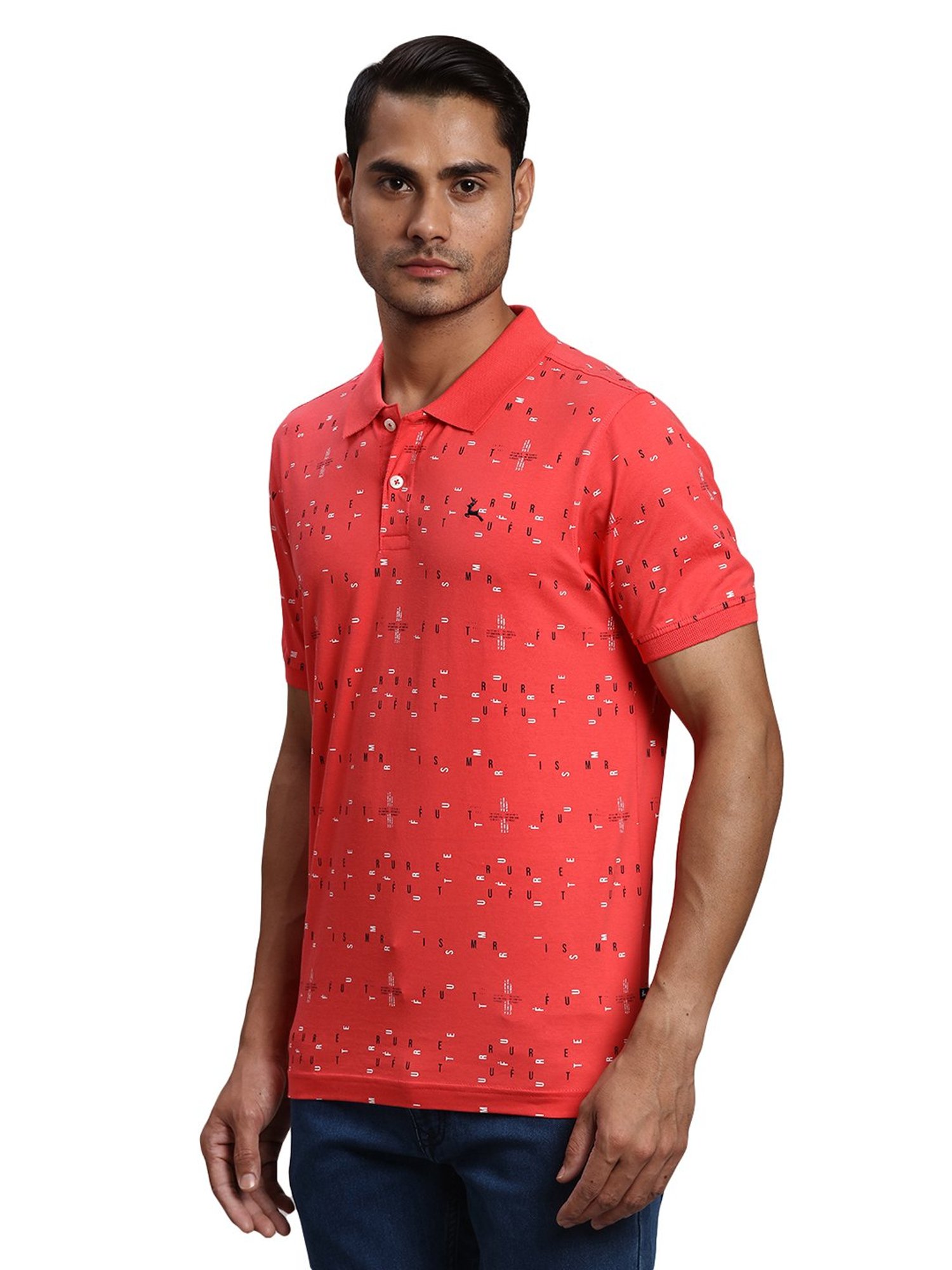 Parx Coral Regular Fit Printed Polo T-Shirt