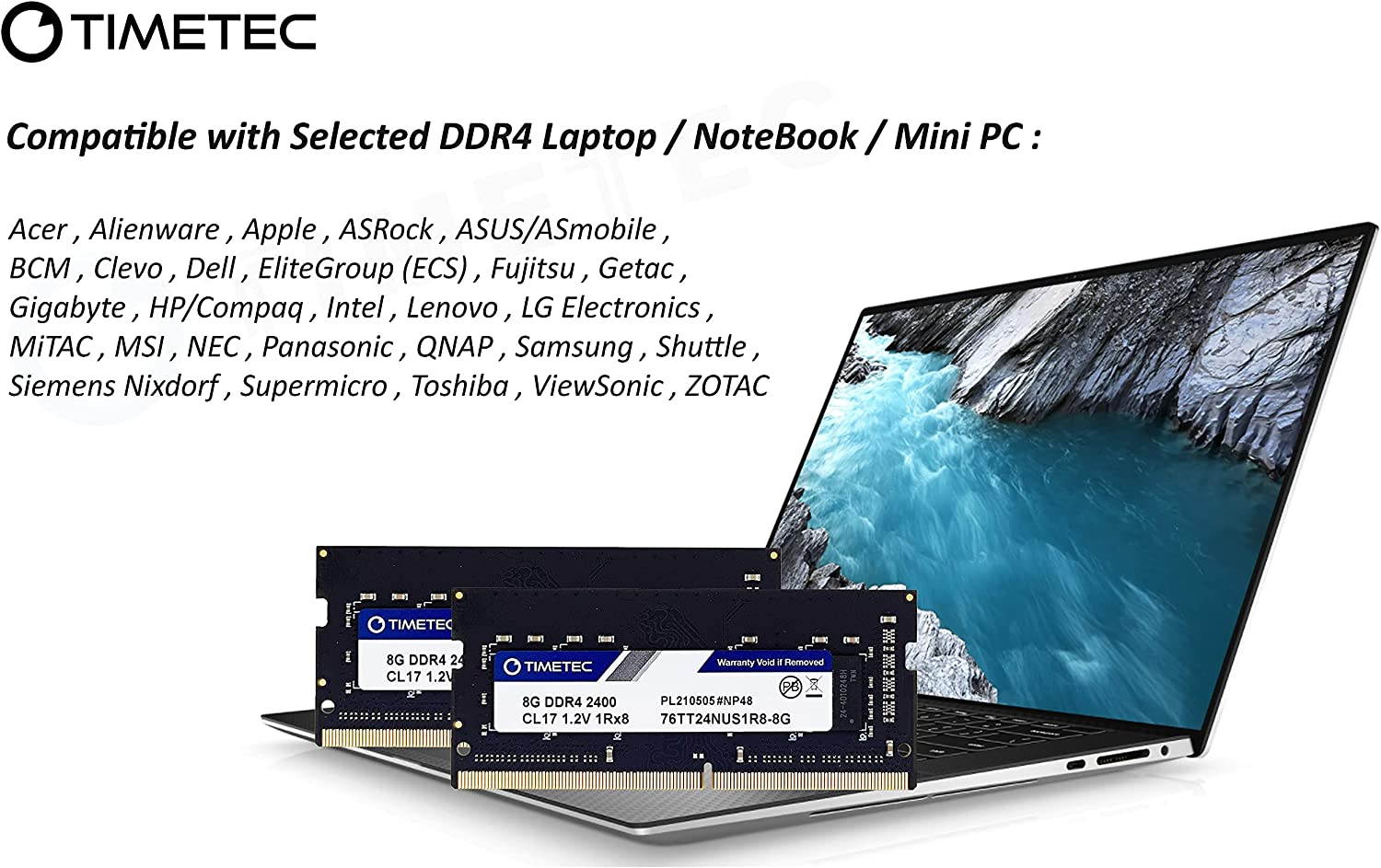 Timetec Hynix IC 8GB DDR4 2400MHz PC4-19200 Unbuffered Non-ECC 1.2V CL17 1Rx8 Single Rank 260 Pin SODIMM Laptop Notebook Computer Memory RAM Module Upgrade (8GB)