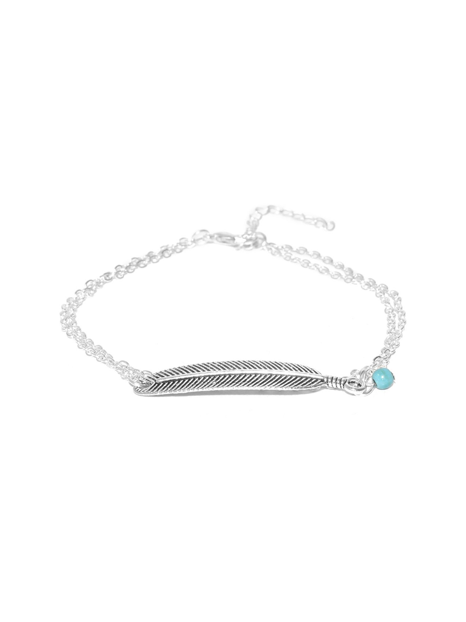 OOMPH Silver Leaf Boho Fashion Stylish Latest Anklet for Women