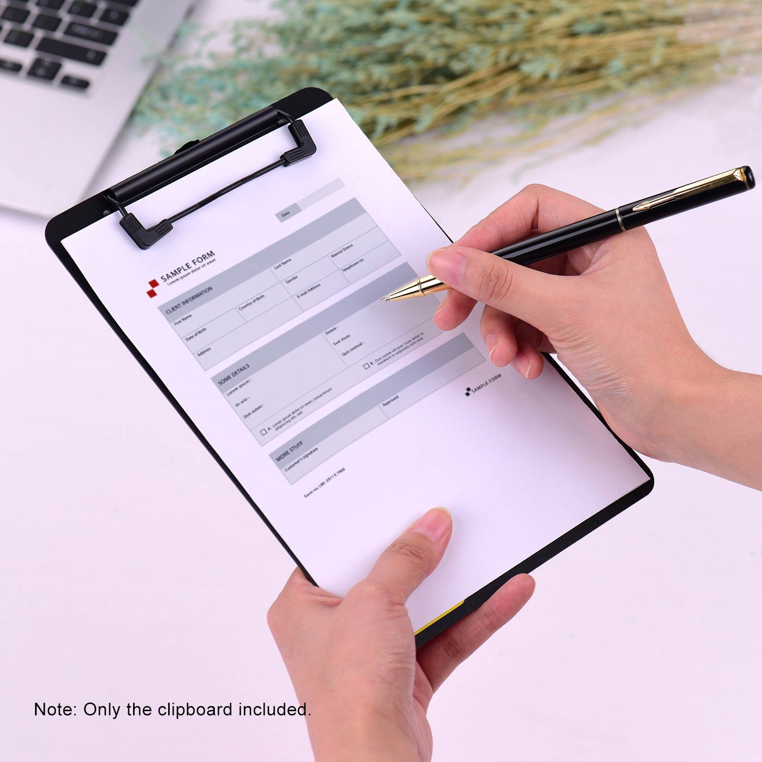 A5 Size Plastic Clipboard Writing Pad Board Low Profile Clip Document Holder with Hanging Hole for Students School Office