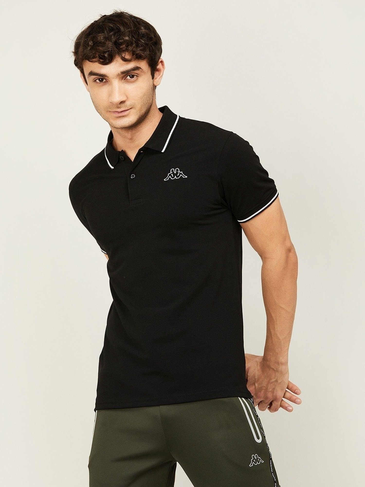 KAPPA Black Regular Fit Polo T-Shirt