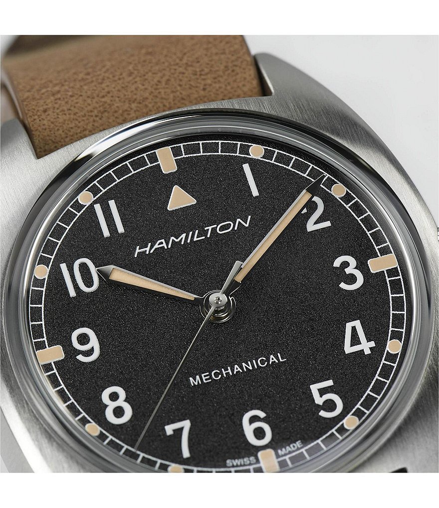 Hamilton Khaki Aviation Pilot Pioneer Mechanical Leather Strap Watch