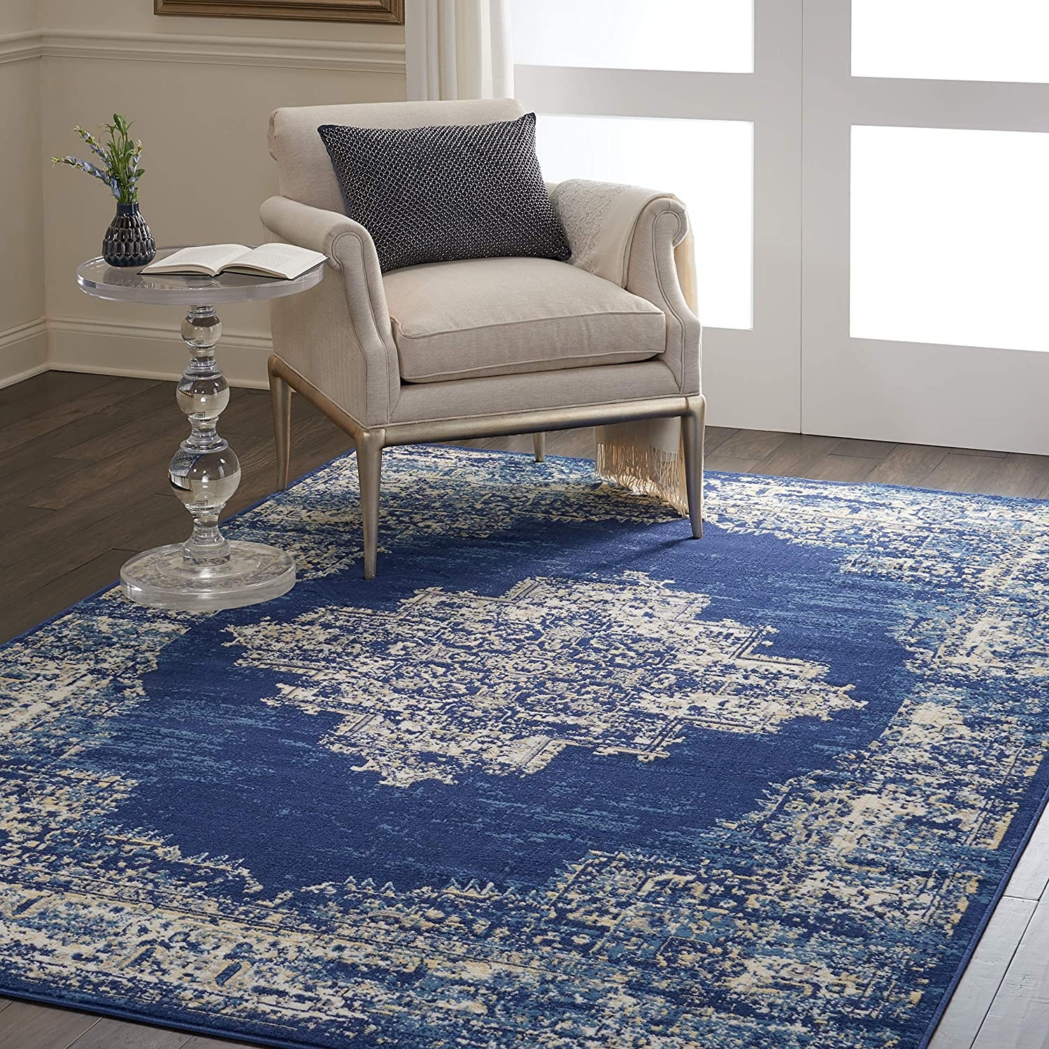 Nourison Grafix Navy/Blue Area Rug 6 x 9, 6X9