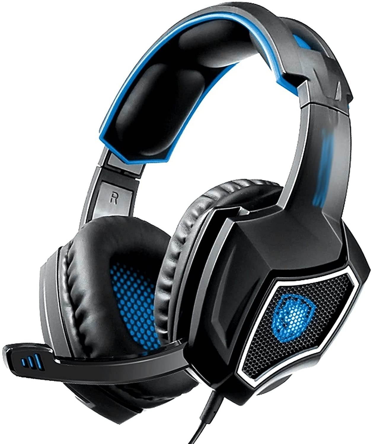 WFGS725 Computer Headset Gaming headsets PS4 Stereo Headset Wired PC Gaming Headphones with Noise Canceling Mic, Over Ear Gaming Headphones for PC//PS4/ one Comfortable (Color : Blue) (Color : Blue)