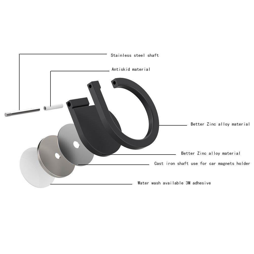 EIGIIS Ultra-Thin Cell Phone Finger Ring Stand 360 Degree Rotation 180 Degree Flip With 3m AdhesiveFor Smart Mobilephone Tablet (Red)