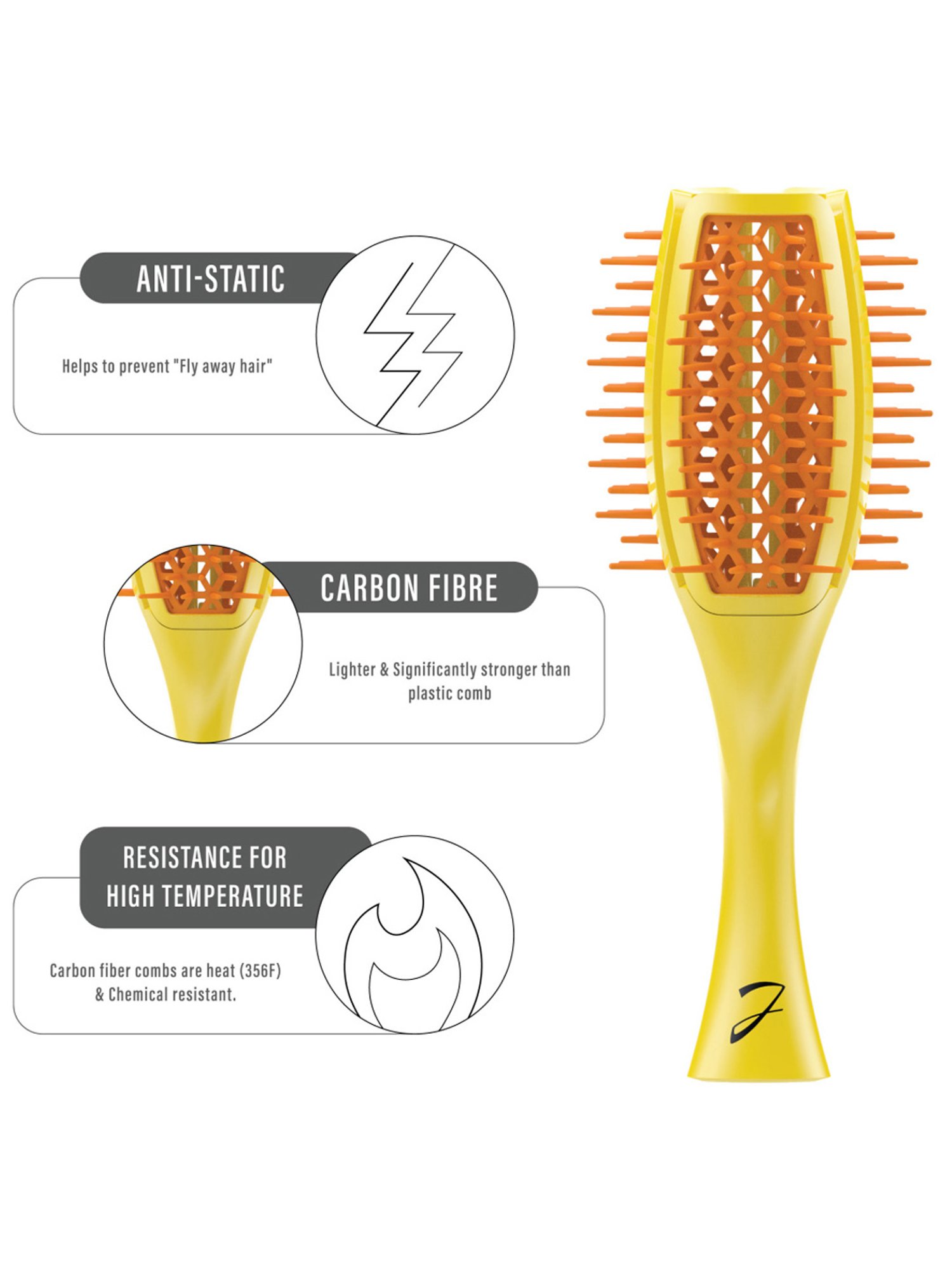 Janeke 1830 Professional Orange & Yellow Vented Tulip Brush