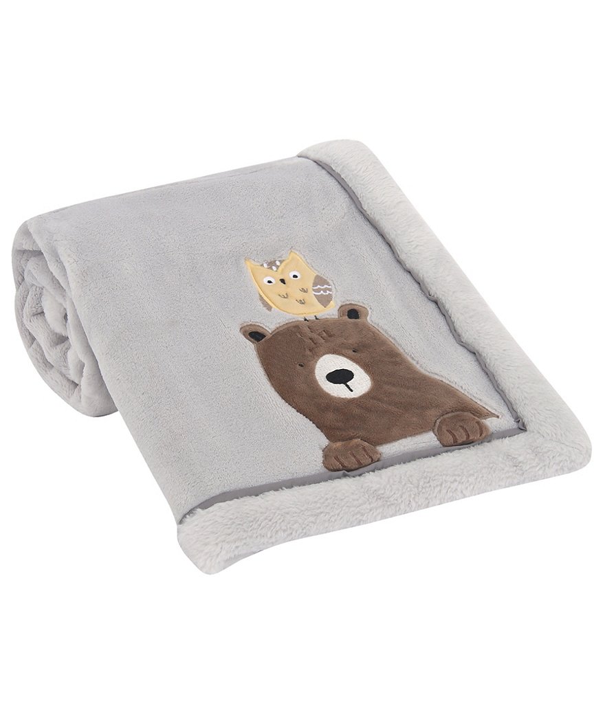 Lambs & Ivy Sierra Sky Bear and Owl Fleece Baby Blanket