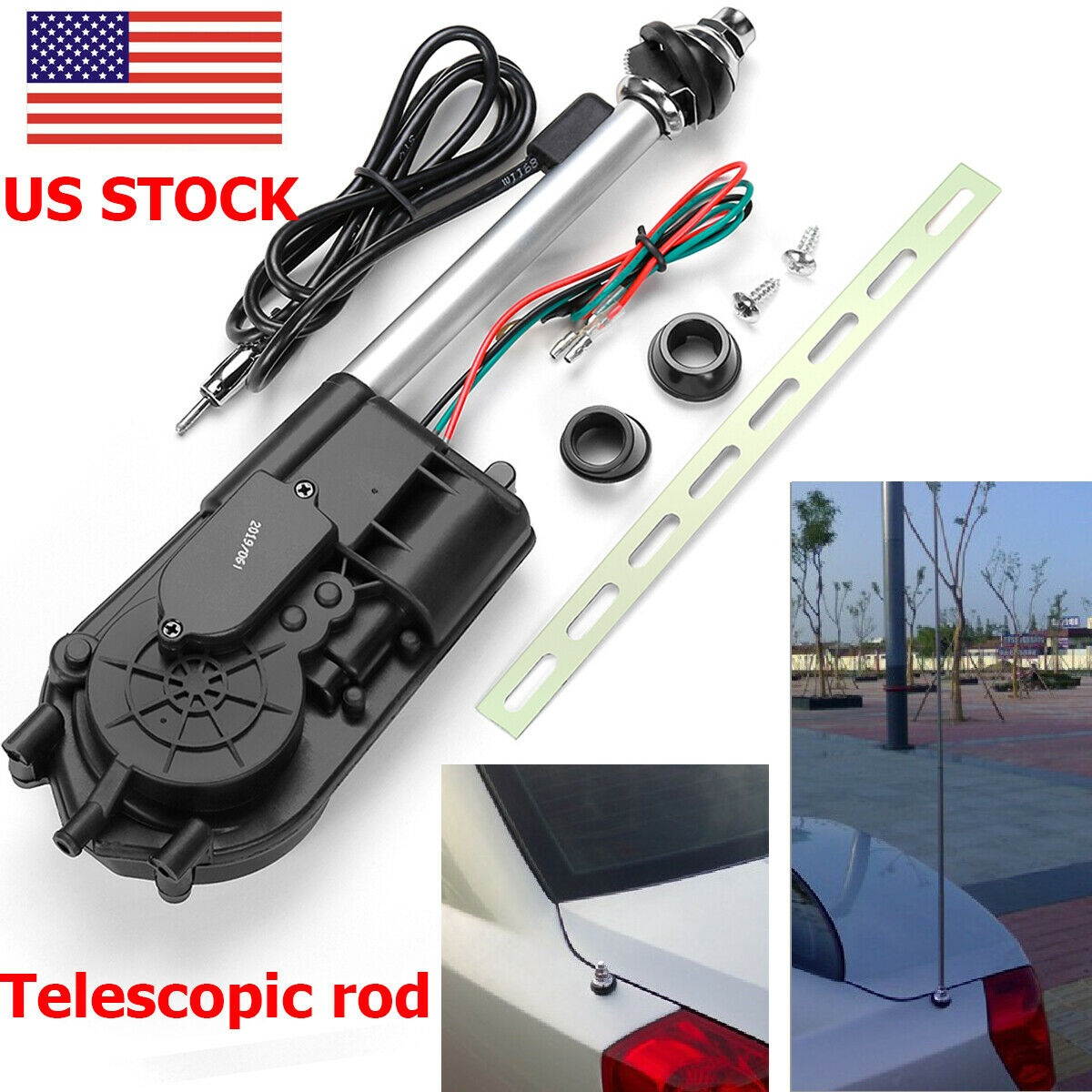 Auto Car 12V Power Electric AM FM Radio Signal Mast Aerial Antenna Kit US SHIP