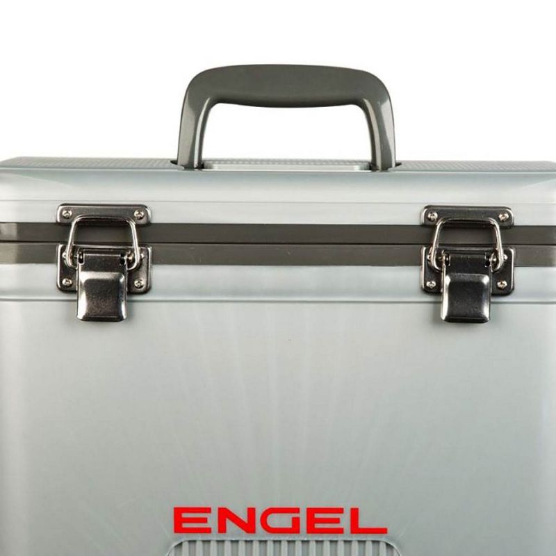Engel 13 Quart Compact Durable Ultimate Leak Proof Outdoor Dry Box Cooler in Silver with Stain and Odor-Resistant Surface for 18 Cans or 12 lbs of Ice
