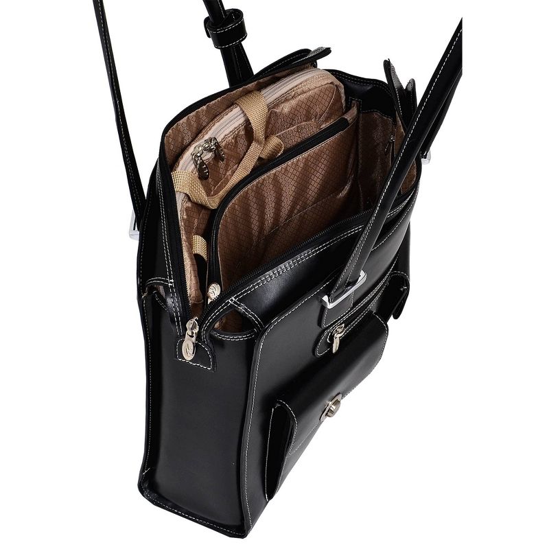 McKlein Verona 15" Leather Fly-Through Checkpoint-Friendly Ladies' Laptop Handbag - Black