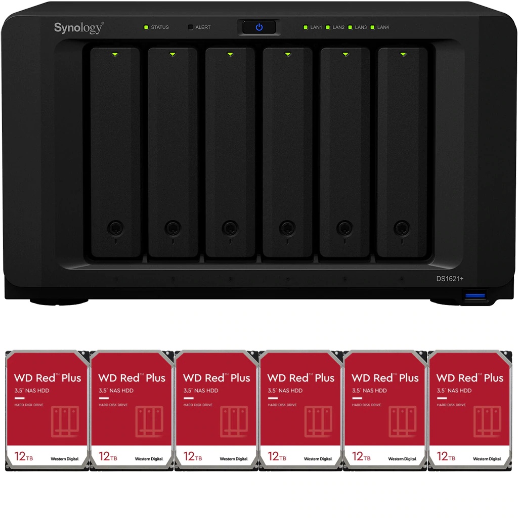 Synology DS1621+ DiskStation with 16GB RAM and 84TB (6 x 14TB) of Western Digital NAS Drives Fully Assembled and Tested By CustomTechSales