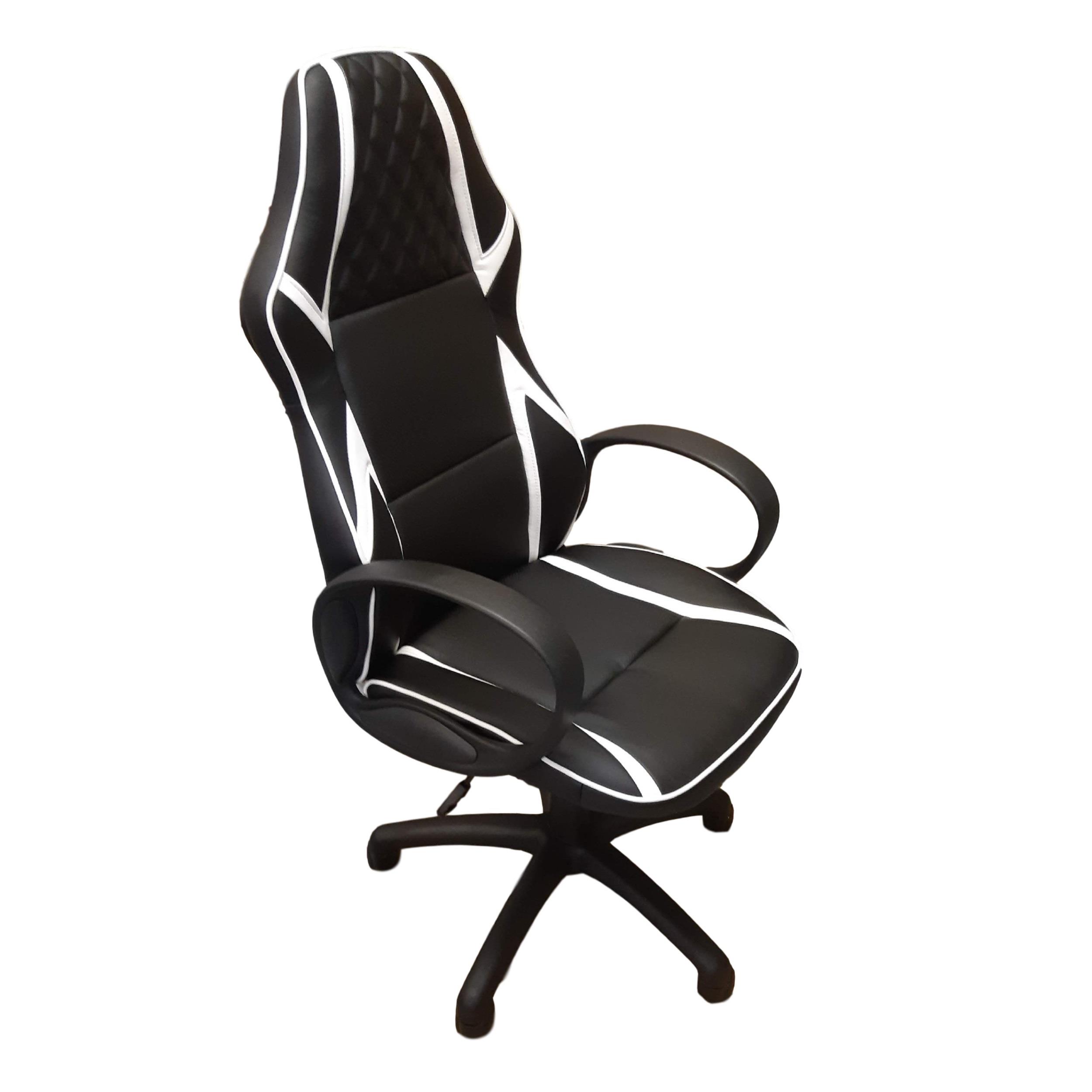 ViscoLogic Infinity Ergonomic Gaming Racing Height Adjustable Swivel Home Office Computer Desk Chair (White & Black)