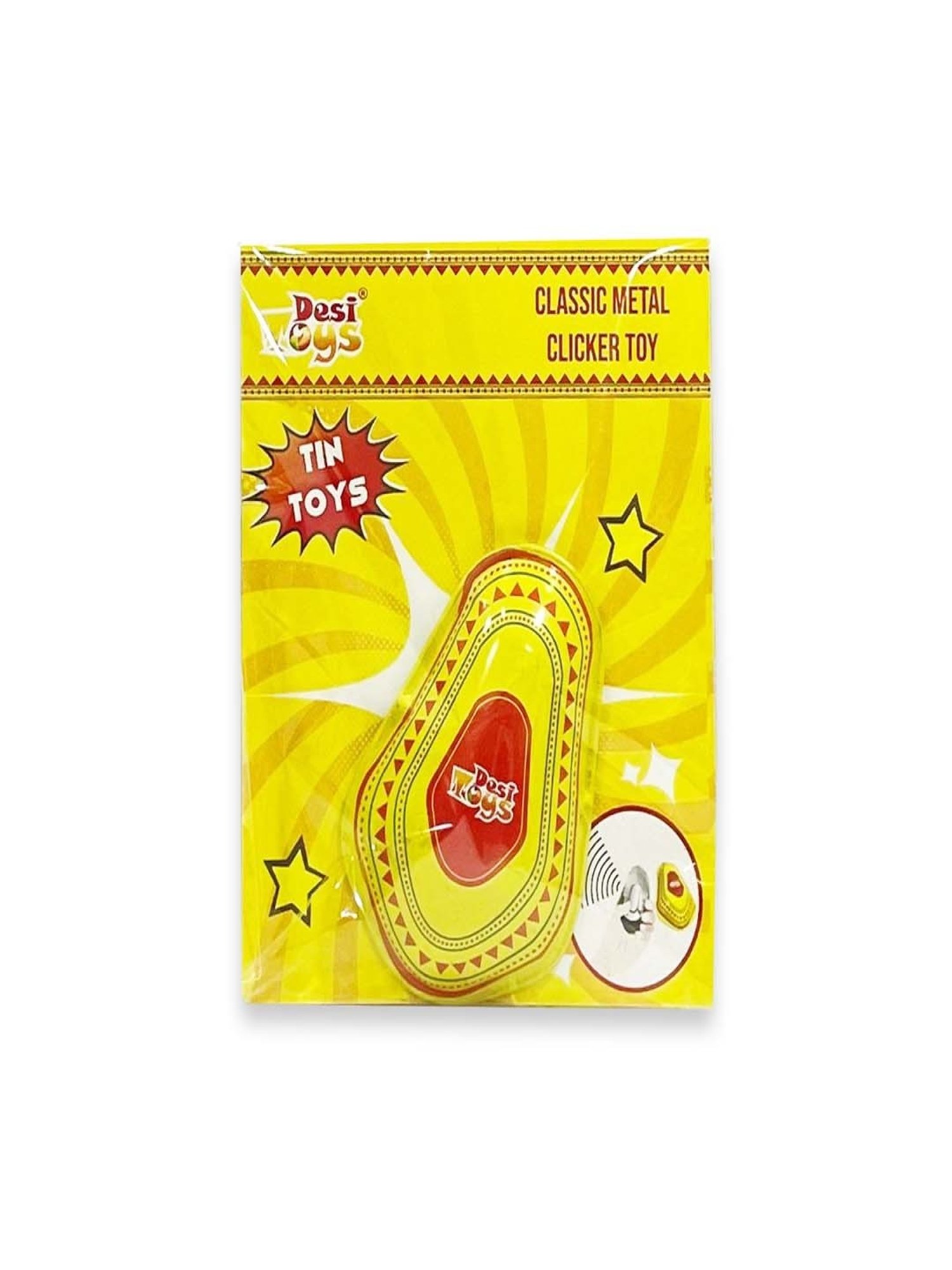 Desi Toys Kids Yellow & Red Metal Spinning Top and Clicker