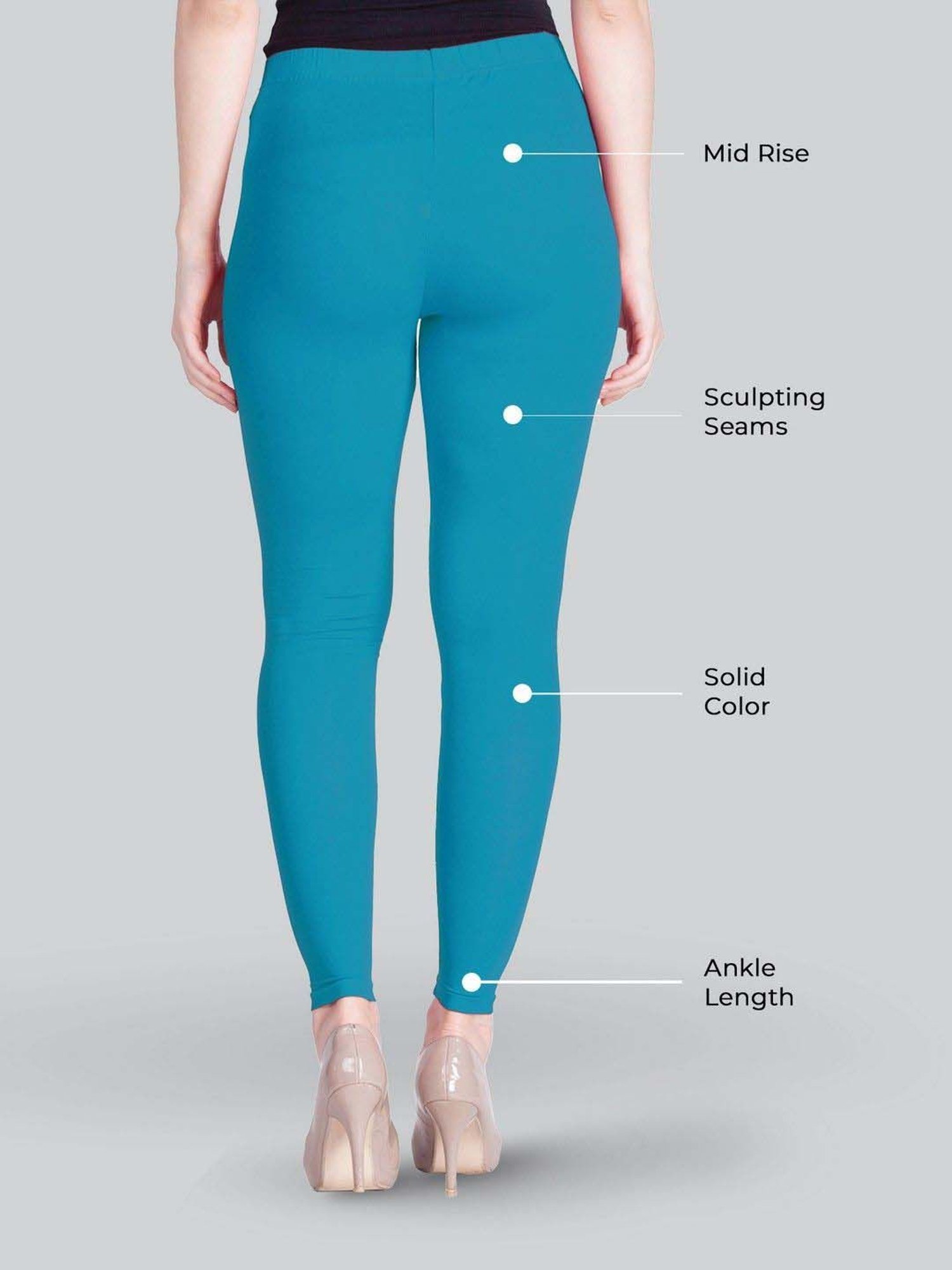 Lyra Blue Cotton Ankle Length Leggings