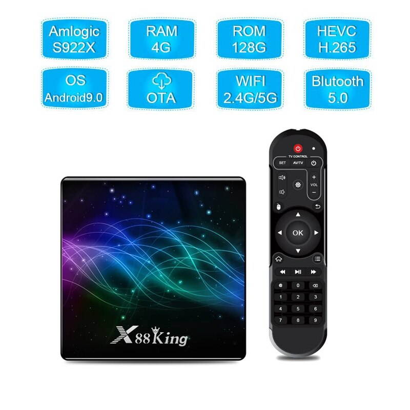 Lejiahong X88 King S922X 4GB DDR4 RAM 128GB ROM 1000M LAN 5G WIFI Bluetooth 5.0 Android 9.0 4K VP9 H.265 TV Box(EU Plug)