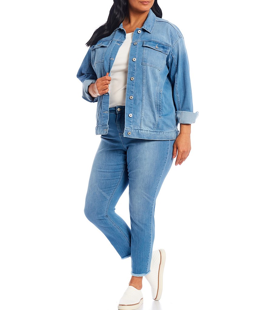 Ali Miles Plus Size Mixed Animal Print Open-Front Drop Needle Onion Skin Jacket