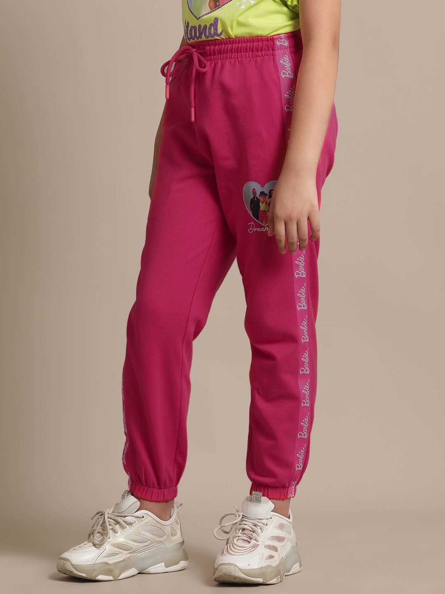 Kidsville Pink Cotton Printed Joggers