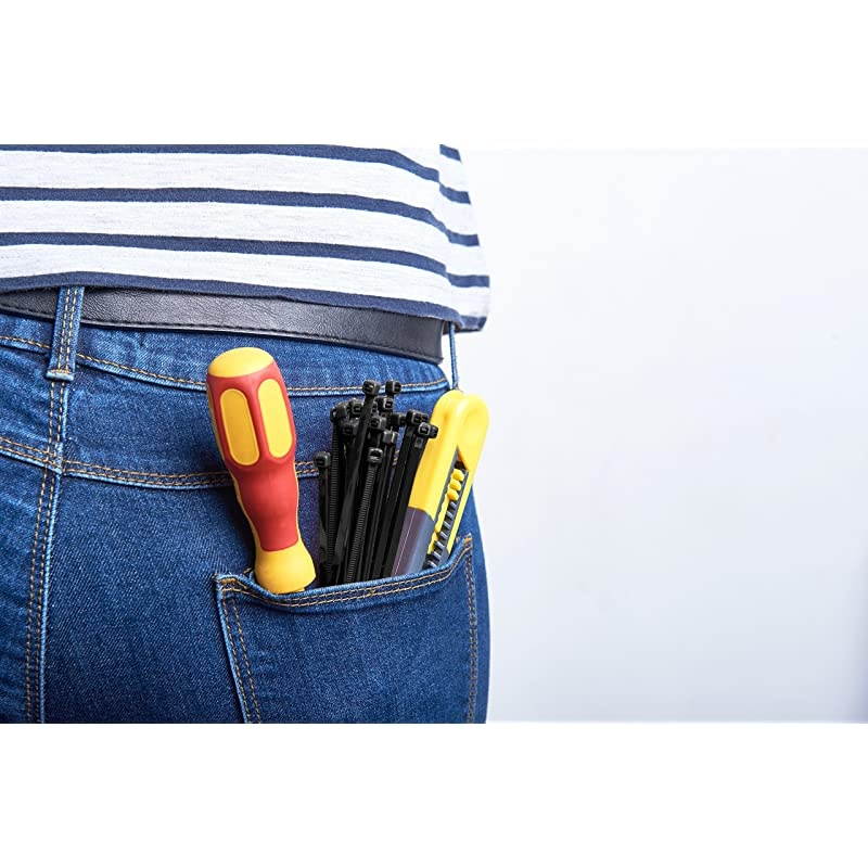 MultiPurpose Cable Ties Assorted Sizes 4+6+8+10+12Inch SelfLocking Nylon Zip Wire TieWraps 250 Pcs Variety Pack Color Black CableTie Set