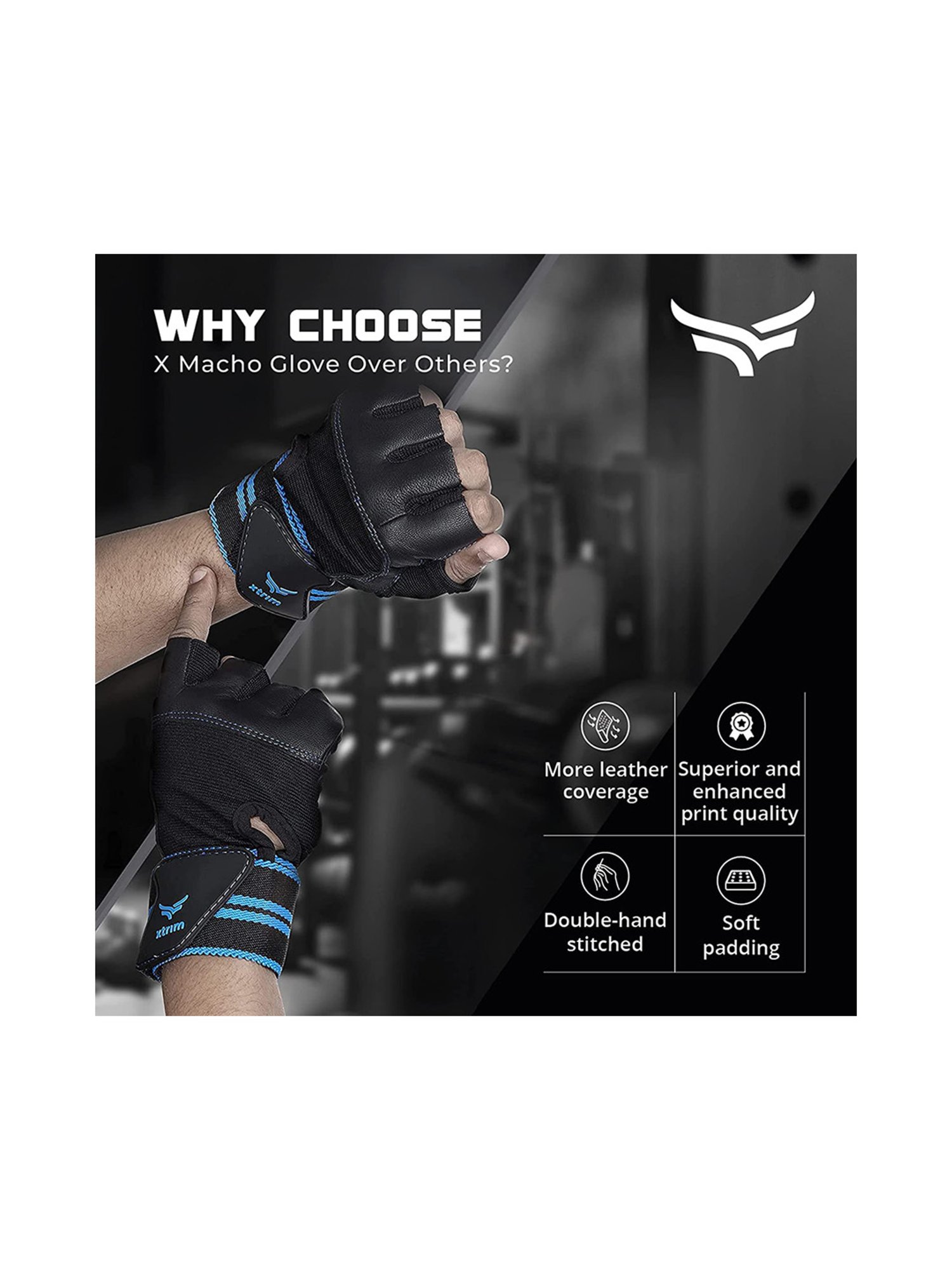 Xtrim X Macho Gym Gloves (Blue) Size - Free Size