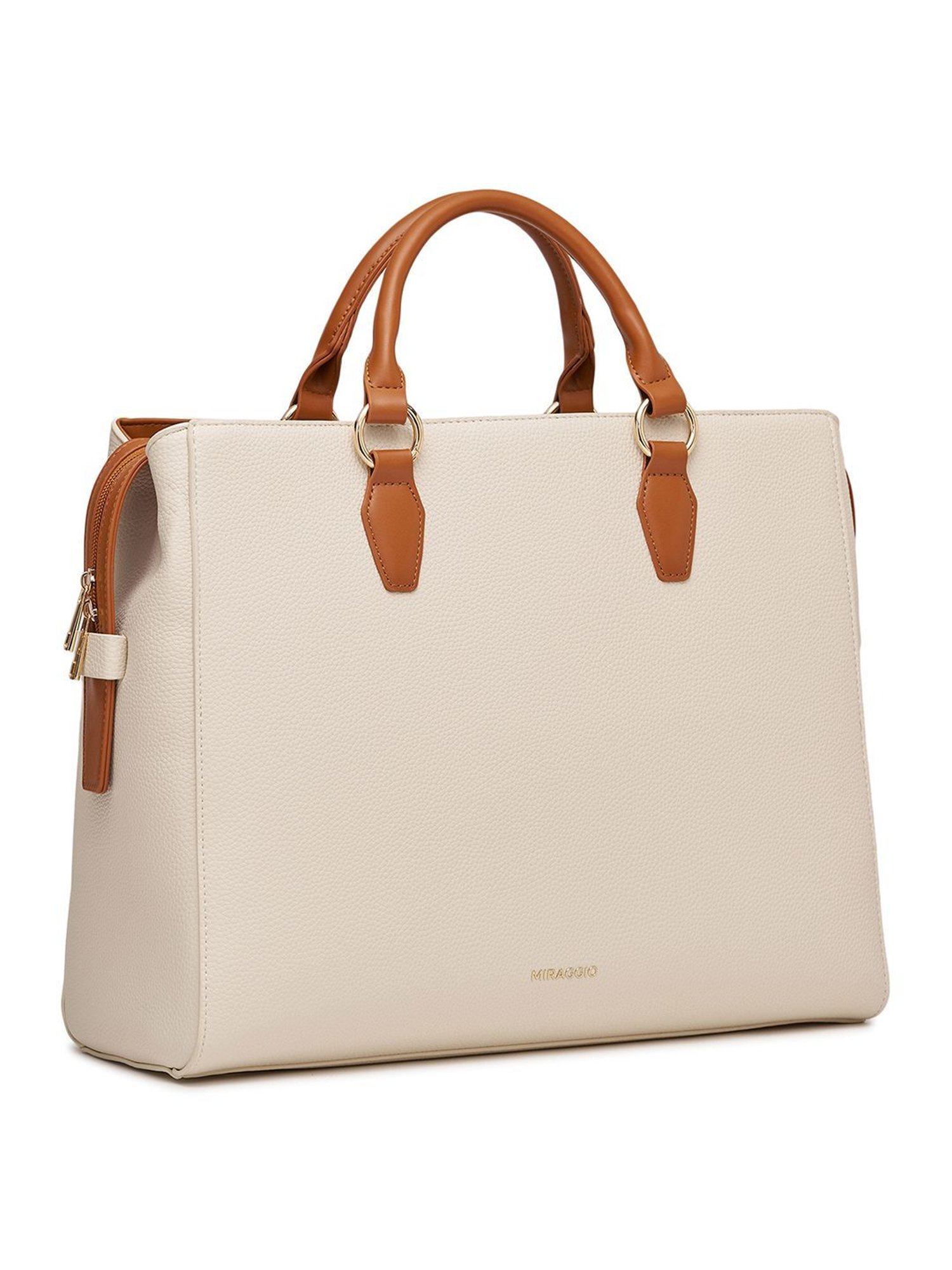 Miraggio Melissa Ivory Large Textured Satchel Handbag