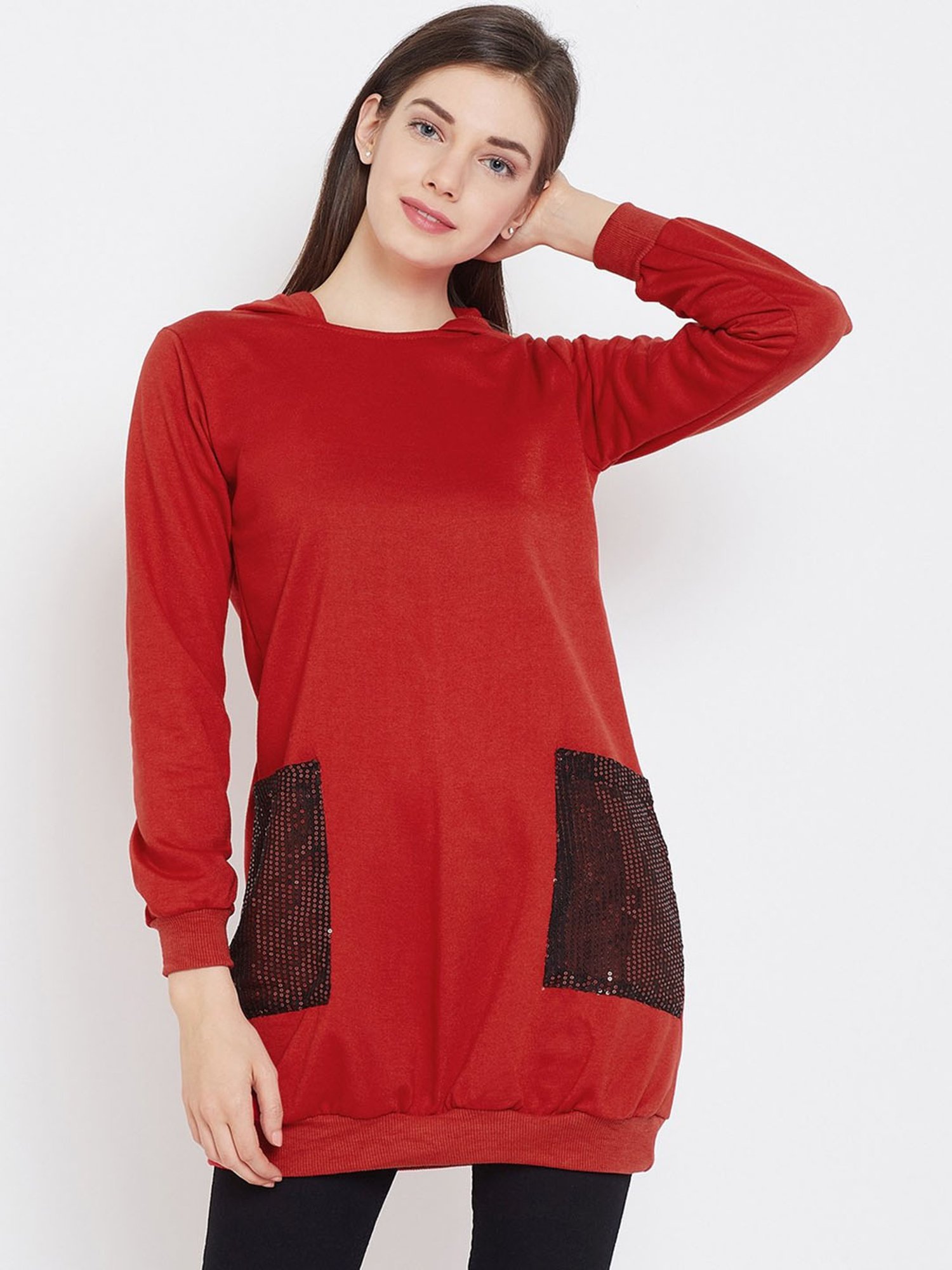 Belle Fille Red Embellished Sweatshirt