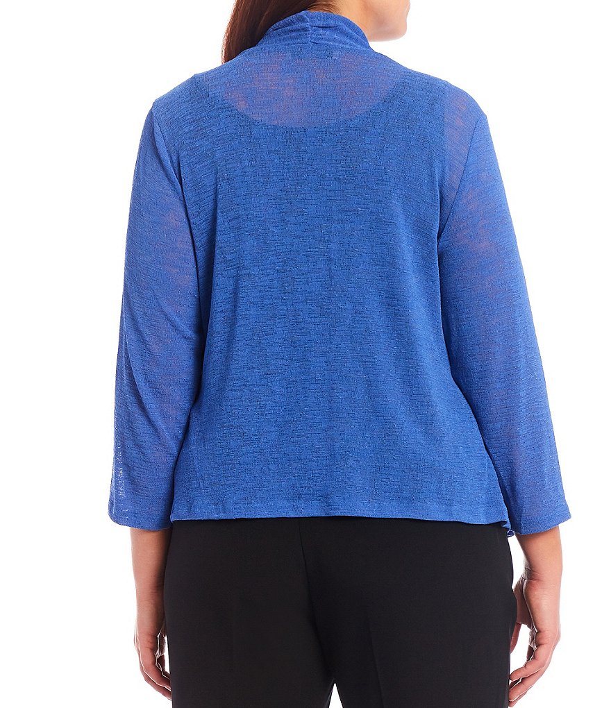 Kasper Plus Size Onion Skin 3/4 Sleeve Peplum Cardigan