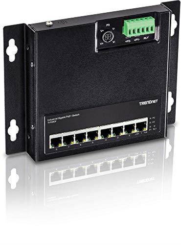 TRENDnet 8-Port Industrial Gigabit PoE+ Wall-Mounted Front Access Switch