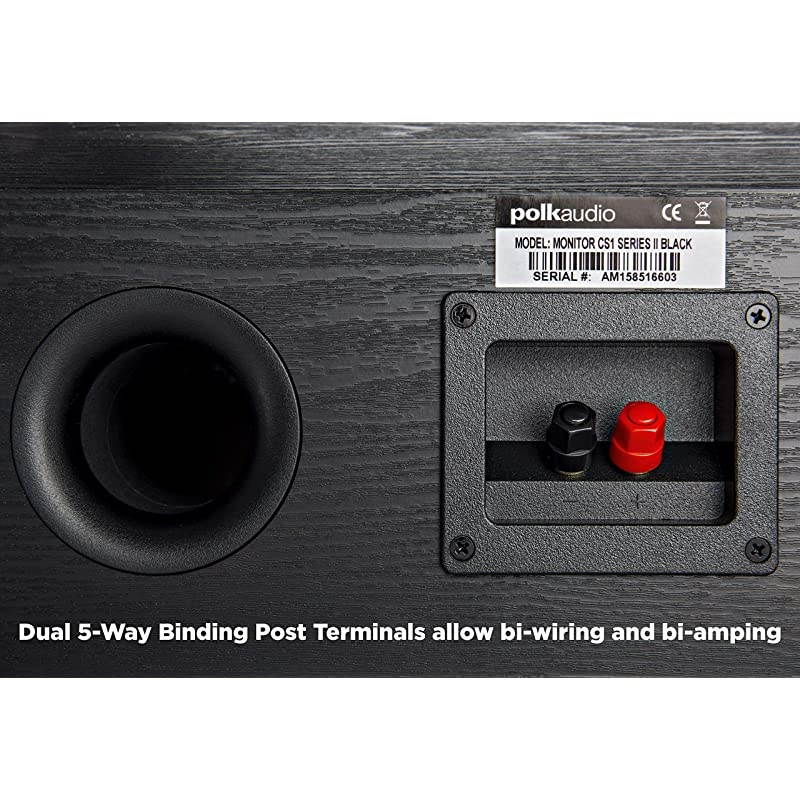 CS1 Series II Center Channel Speaker | Unique Design | Stand Alone or a Complement to Monitor 40 60 and 70 Speakers | Detachable Grille | Black