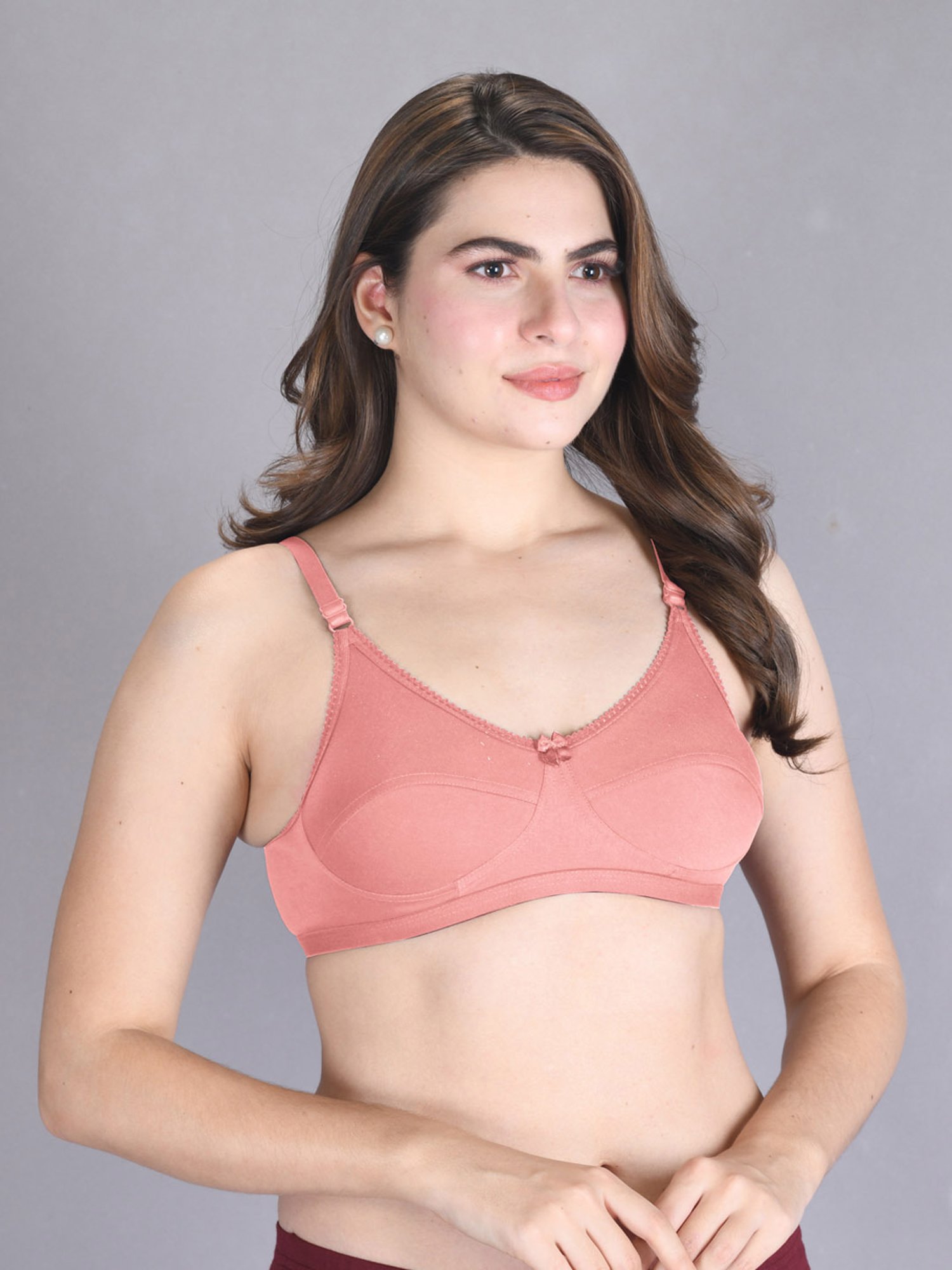 Lux Venus Peach Full Coverage Non-Wired Bra With Adjustable Strap